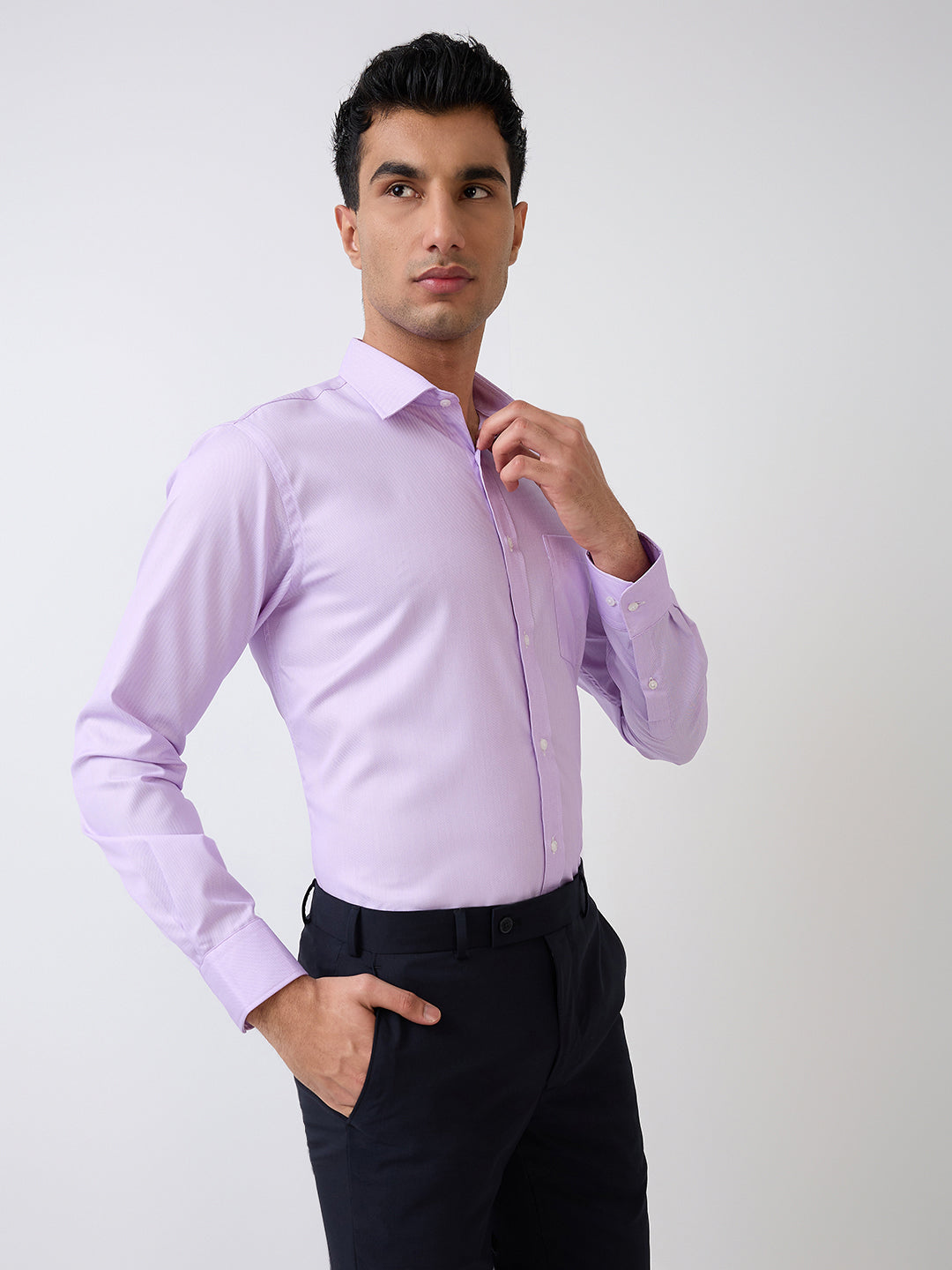 Park Avenue Men Purple Structure Slim Fit Polyester Blend Shirt