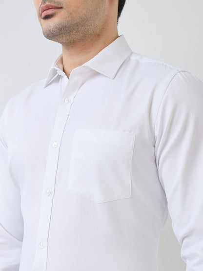 Park Avenue Men White Structure Slim Fit Polyester Blend Shirt