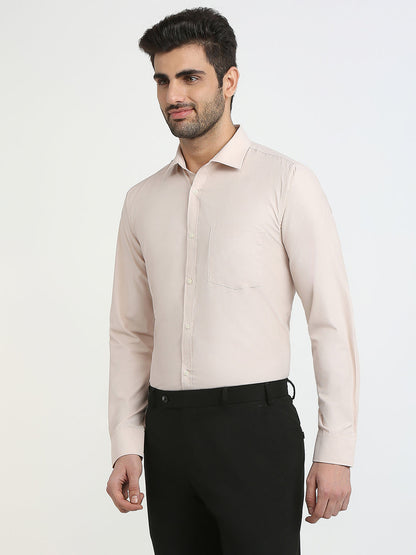 Park Avenue Men Brown Solid Slim Fit Cotton Blend Formal Shirt