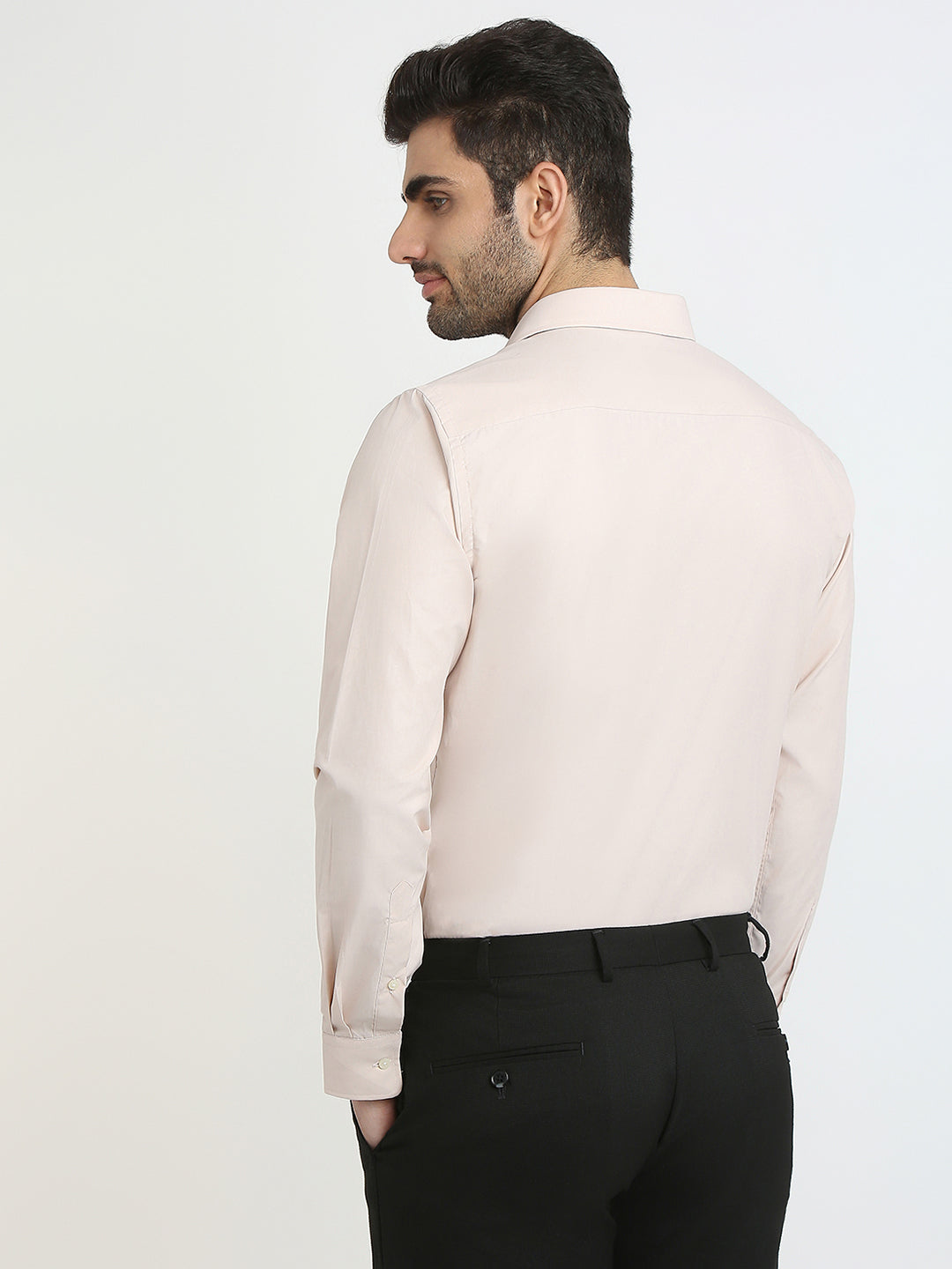 Park Avenue Men Brown Solid Slim Fit Cotton Blend Formal Shirt