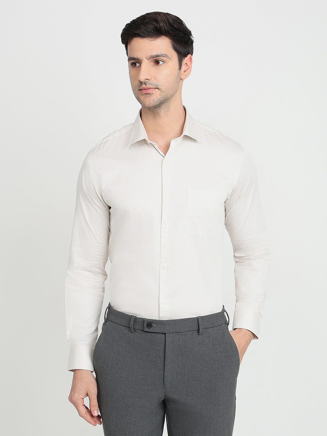 Park Avenue Men Brown Printed Slim Fit Cotton Full Sleeve Formal Shirt