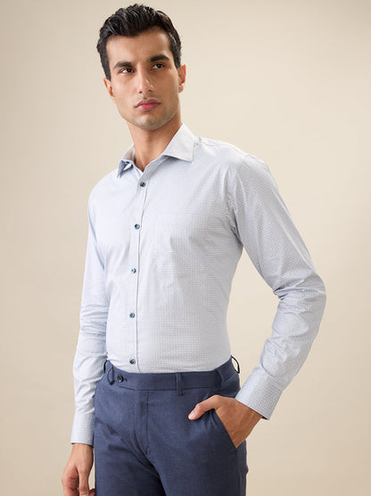 Park Avenue Men Grey Printed Slim Fit Cotton Full Sleeve Formal Shirt