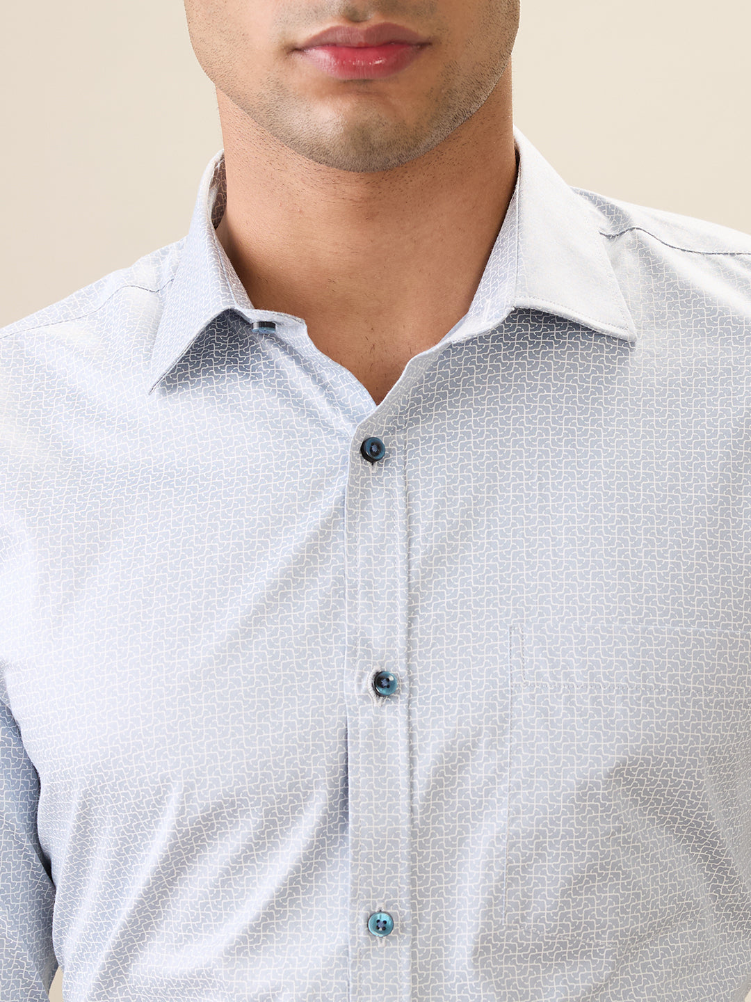 Park Avenue Men Grey Printed Slim Fit Cotton Full Sleeve Formal Shirt