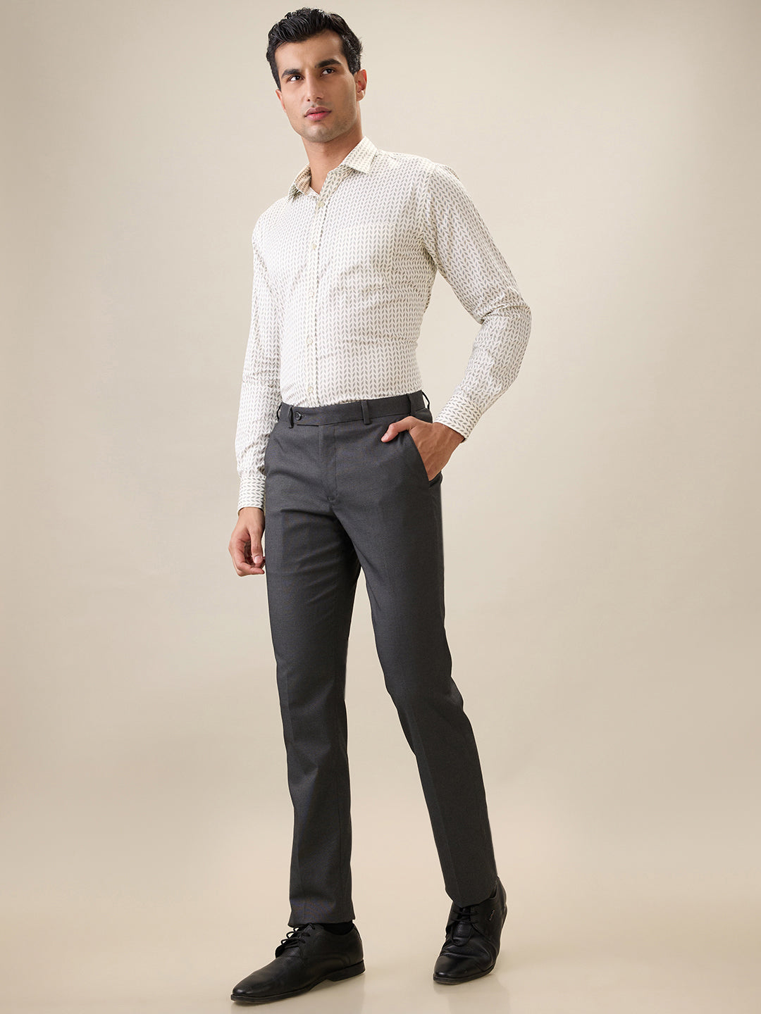 Park Avenue Men Brown Printed Slim Fit Cotton Full Sleeve Formal Shirt