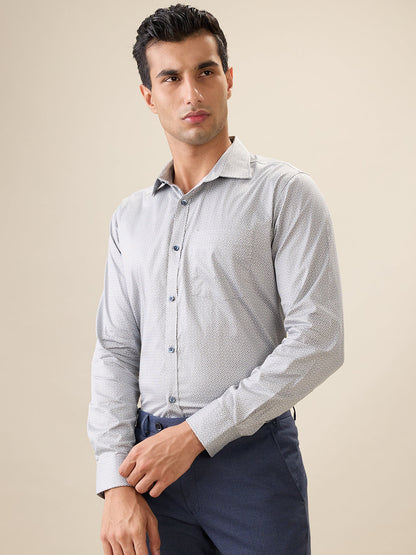 Park Avenue Men Green Printed Slim Fit Cotton Full Sleeve Formal Shirt