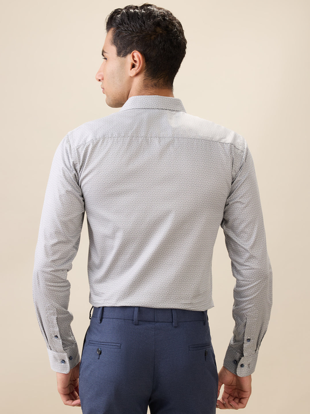 Park Avenue Men Green Printed Slim Fit Cotton Full Sleeve Formal Shirt