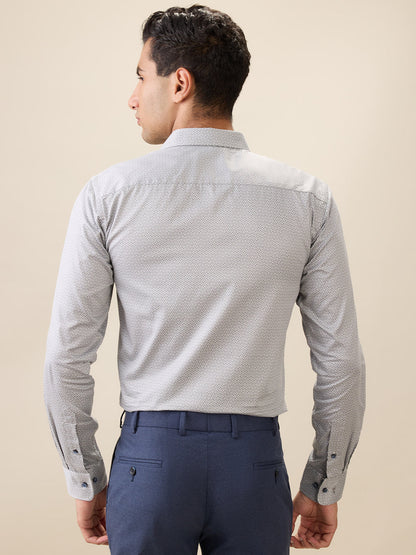 Park Avenue Men Green Printed Slim Fit Cotton Full Sleeve Formal Shirt