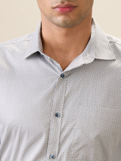 Park Avenue Men Green Printed Slim Fit Cotton Full Sleeve Formal Shirt