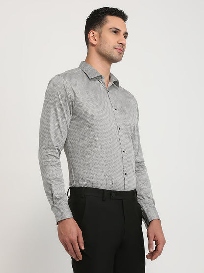 Park Avenue Men Brown Printed Slim Fit Cotton Formal Shirt