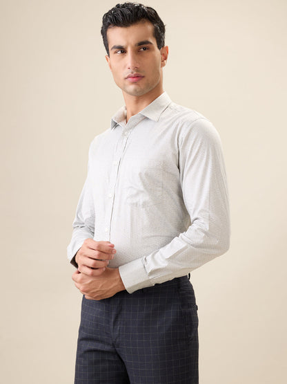 Park Avenue Men Grey Printed Slim Fit Cotton Full Sleeve Formal Shirt