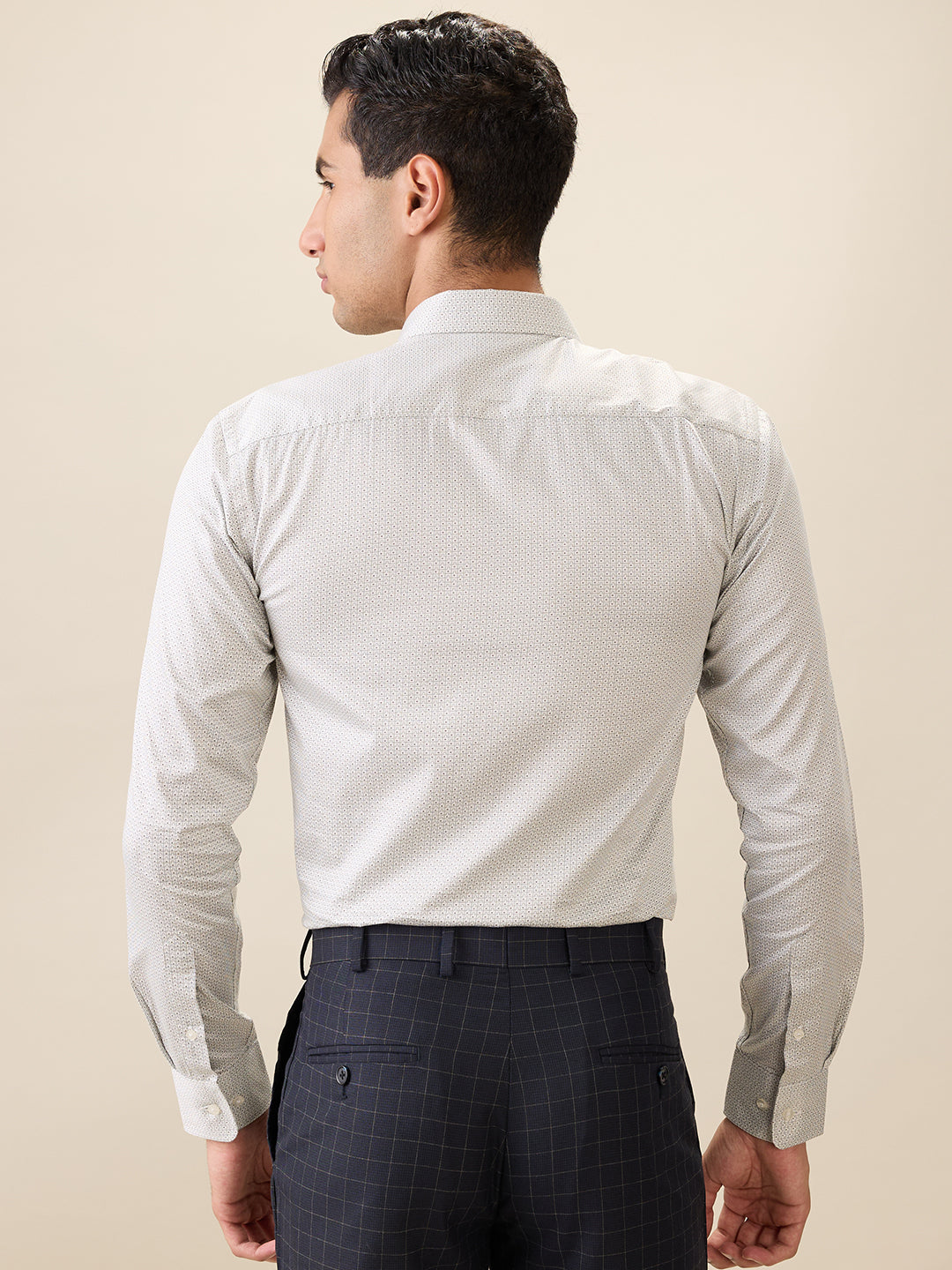 Park Avenue Men Grey Printed Slim Fit Cotton Full Sleeve Formal Shirt