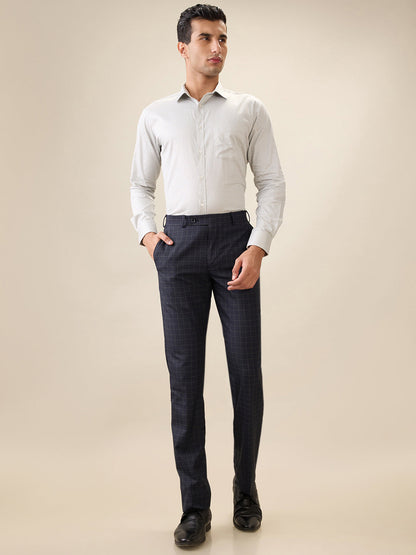 Park Avenue Men Grey Printed Slim Fit Cotton Full Sleeve Formal Shirt