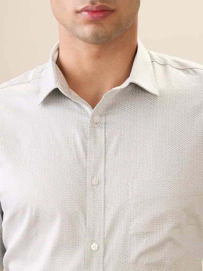 Park Avenue Men Grey Printed Slim Fit Cotton Full Sleeve Formal Shirt