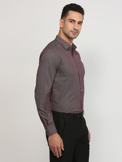 Park Avenue Men Maroon Printed Slim Fit Cotton Formal Shirt