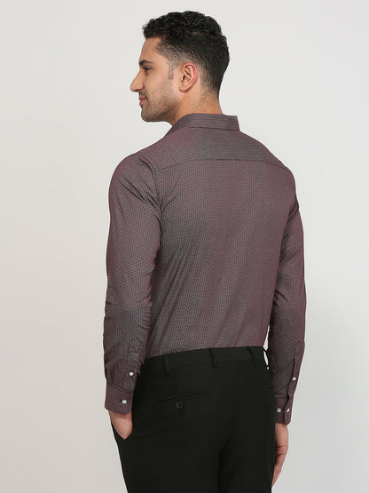 Park Avenue Men Maroon Printed Slim Fit Cotton Formal Shirt