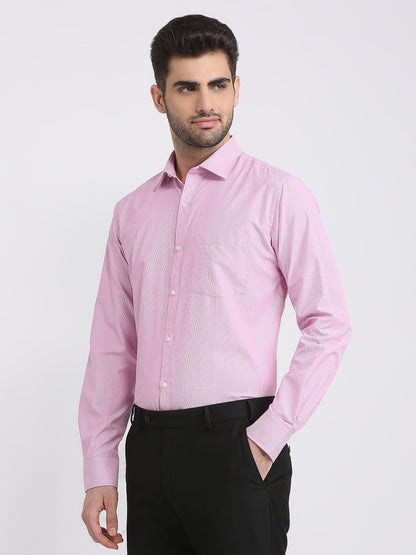 Park Avenue Men Pink Structure Slim Fit Cotton Blend Formal Shirt