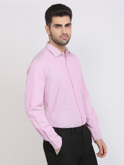 Park Avenue Men Pink Structure Slim Fit Cotton Blend Formal Shirt