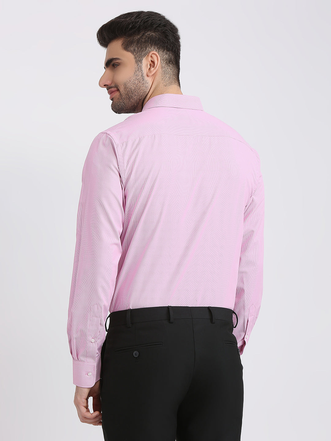 Park Avenue Men Pink Structure Slim Fit Cotton Blend Formal Shirt
