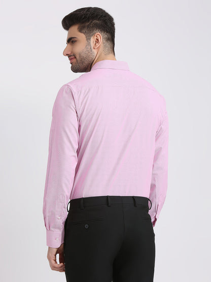 Park Avenue Men Pink Structure Slim Fit Cotton Blend Formal Shirt