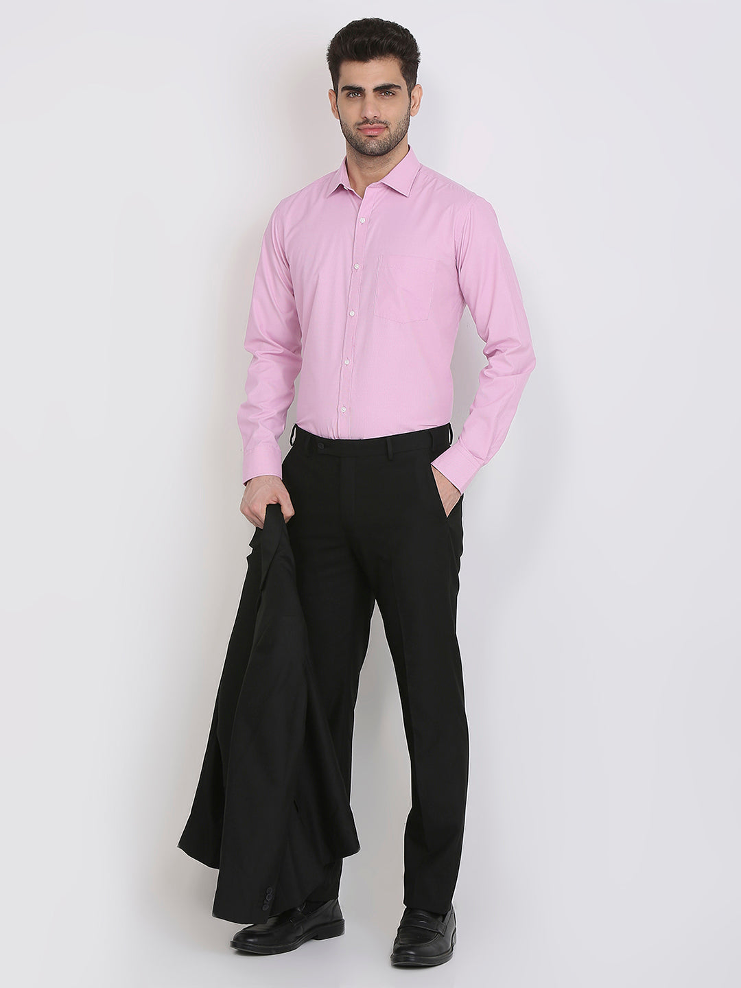 Park Avenue Men Pink Structure Slim Fit Cotton Blend Formal Shirt