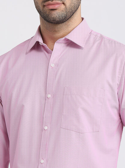 Park Avenue Men Pink Structure Slim Fit Cotton Blend Formal Shirt