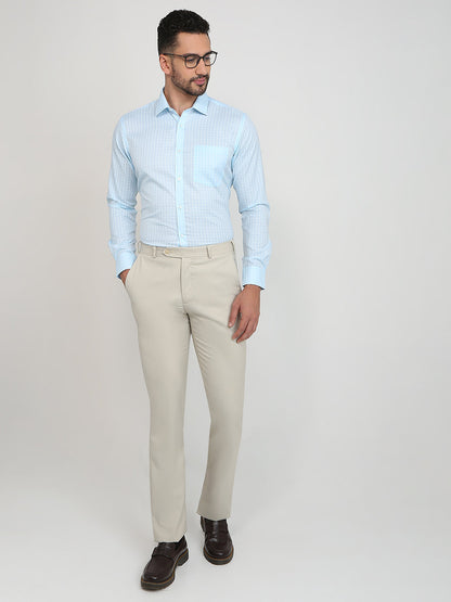 Park Avenue Men Blue Checks Slim Fit Cotton Blend Formal Shirt