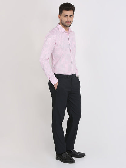 Park Avenue Men Pink Checks Slim Fit Cotton Blend Formal Shirt