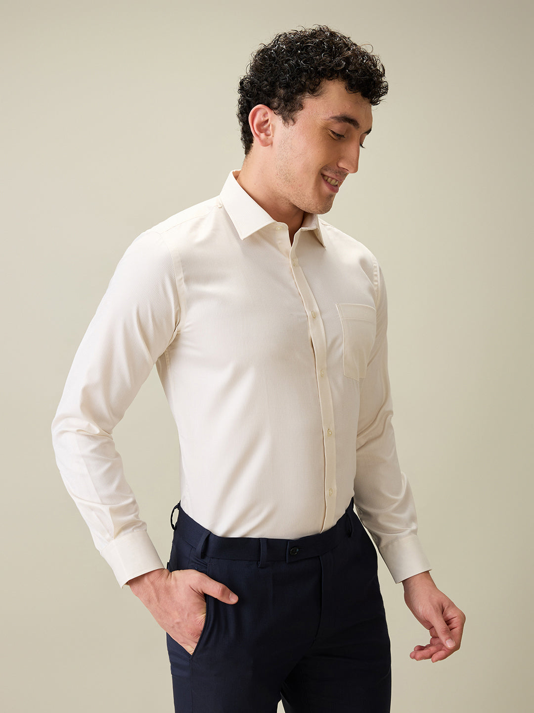 Park Avenue Men Brown Structure Slim Fit Cotton Blend Formal Shirt