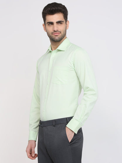 Park Avenue Men Green Structure Slim Fit Cotton Blend Formal Shirt