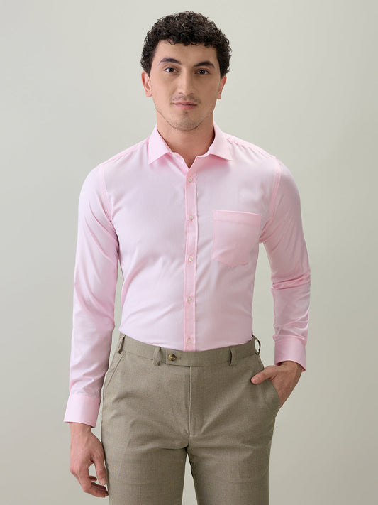 Park Avenue Men Pink Structure Slim Fit Cotton Blend Formal Shirt