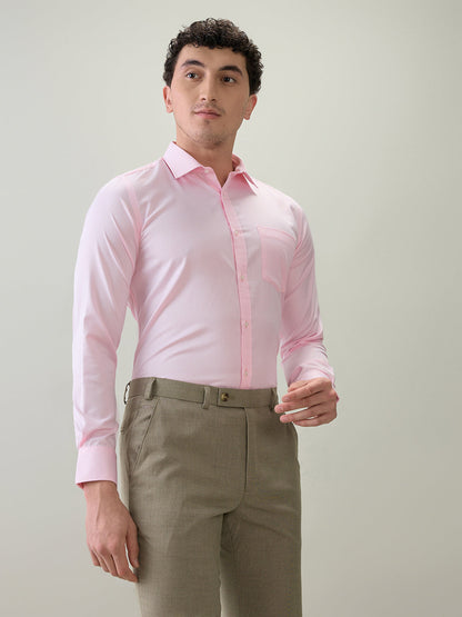 Park Avenue Men Pink Structure Slim Fit Cotton Blend Formal Shirt