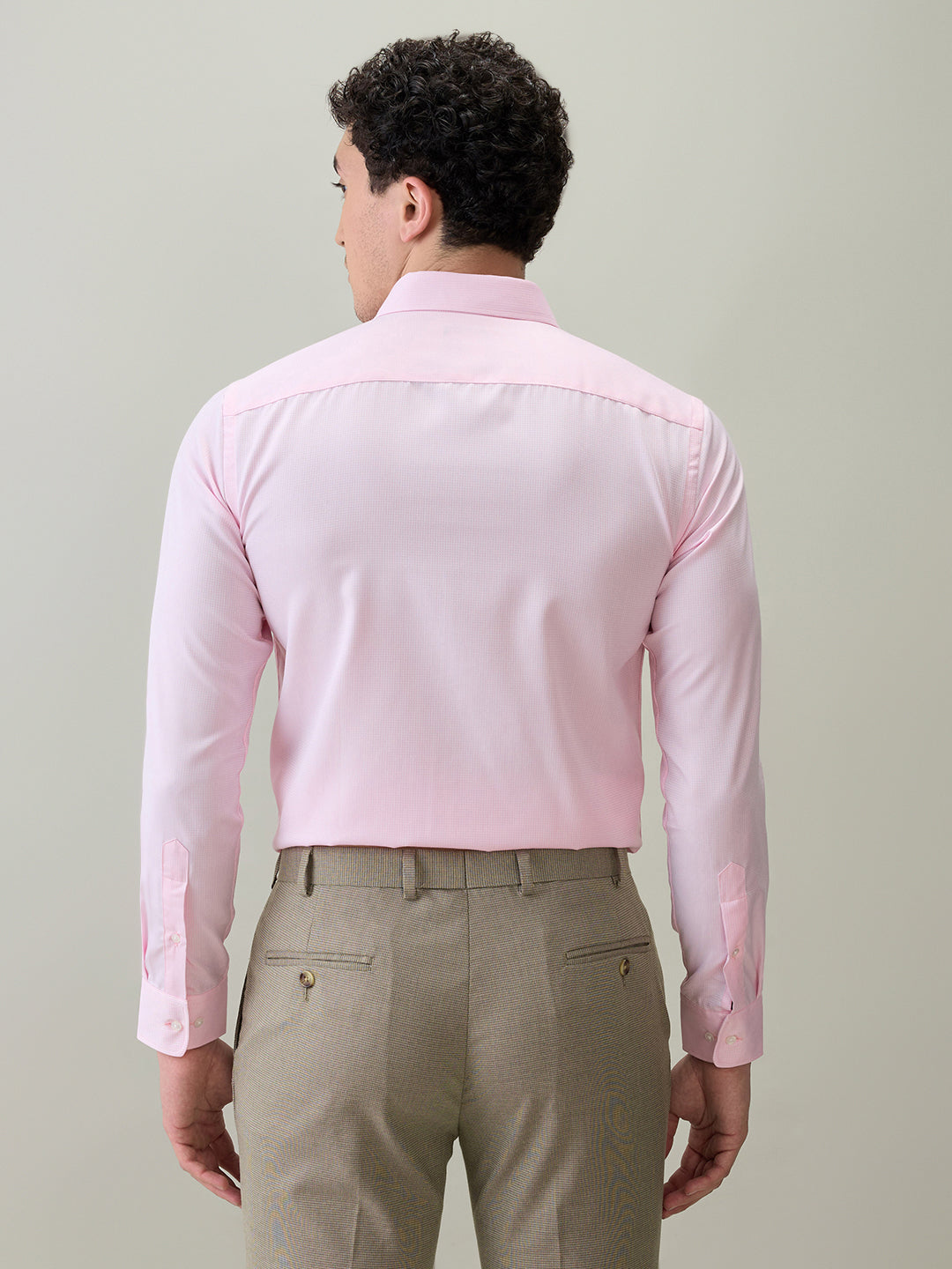 Park Avenue Men Pink Structure Slim Fit Cotton Blend Formal Shirt