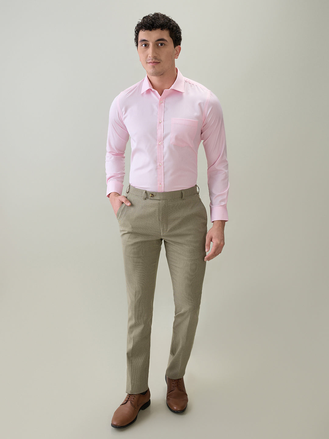 Park Avenue Men Pink Structure Slim Fit Cotton Blend Formal Shirt