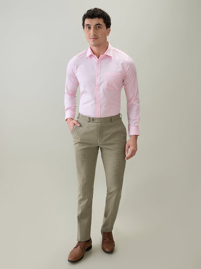 Park Avenue Men Pink Structure Slim Fit Cotton Blend Formal Shirt