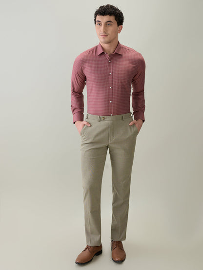 Park Avenue Men Maroon Structure Slim Fit Cotton Blend Formal Shirt
