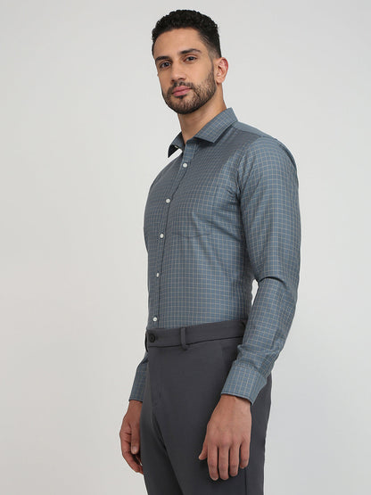 Park Avenue Men Blue Structure Slim Fit Cotton Blend Formal Shirt