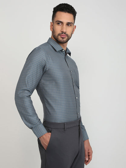 Park Avenue Men Blue Structure Slim Fit Cotton Blend Formal Shirt