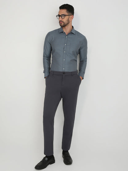 Park Avenue Men Blue Structure Slim Fit Cotton Blend Formal Shirt