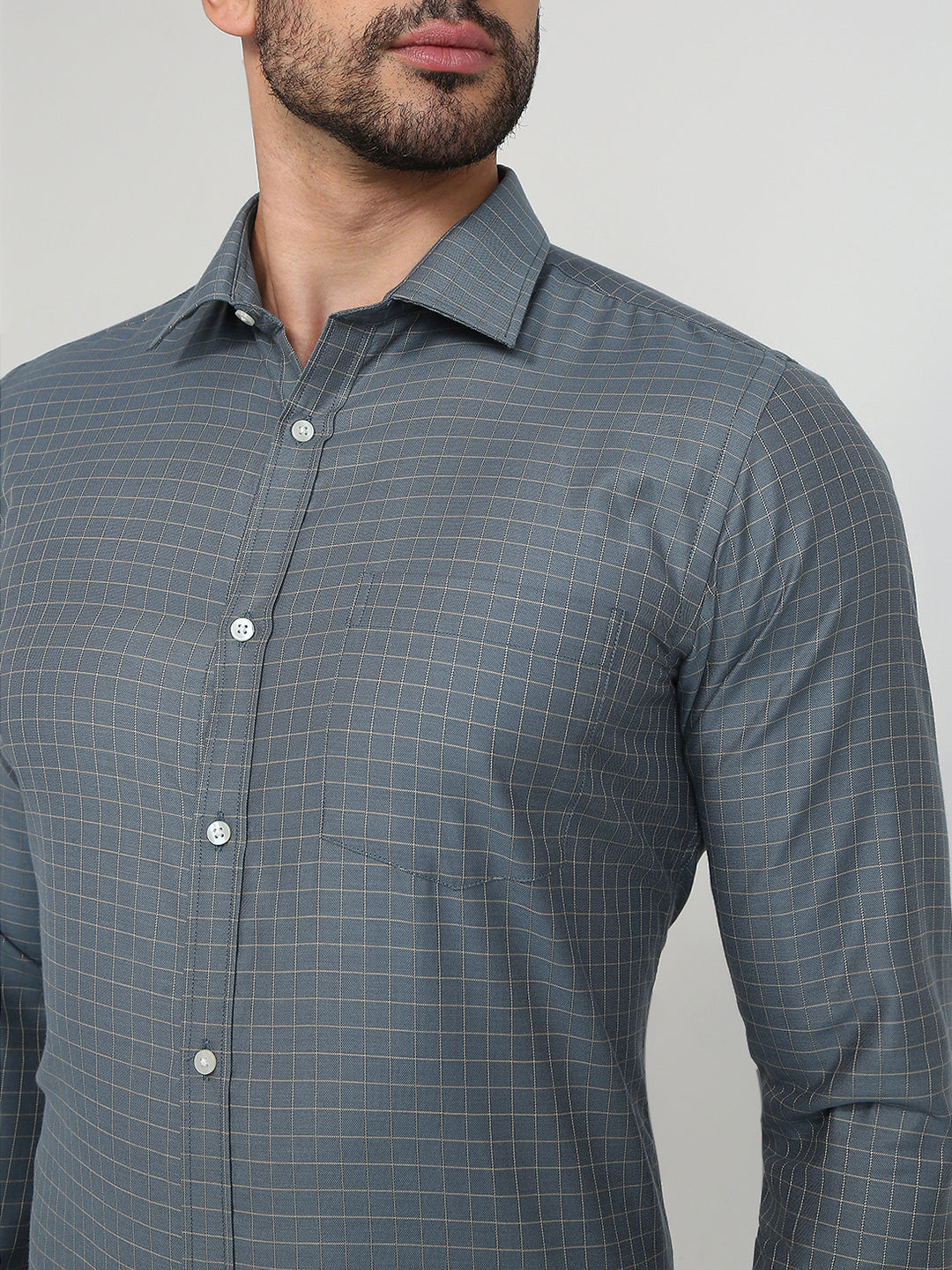 Park Avenue Men Blue Structure Slim Fit Cotton Blend Formal Shirt