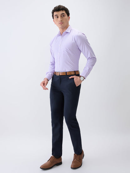 Park Avenue Men Purple Checks Slim Fit Cotton Blend Formal Shirt