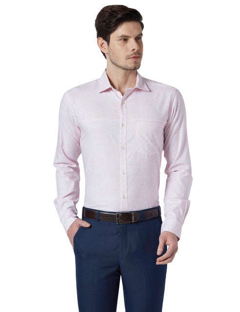 Park Avenue Men Pink Solid Slim Fit Cotton Blend Shirt