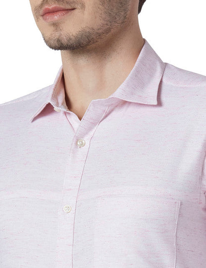Park Avenue Men Pink Solid Slim Fit Cotton Blend Shirt