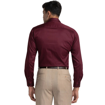 Men Maroon Luxus Fit Solid Cotton Shirts