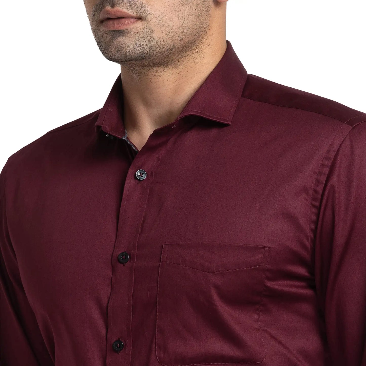 Men Maroon Luxus Fit Solid Cotton Shirts