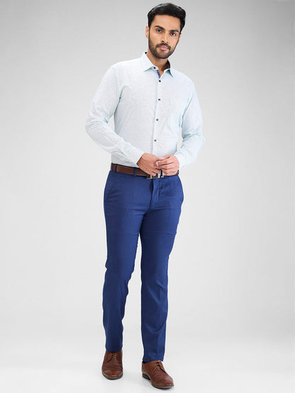 Park Avenue Blue Printed Slim Fit Cotton Formal Shirt