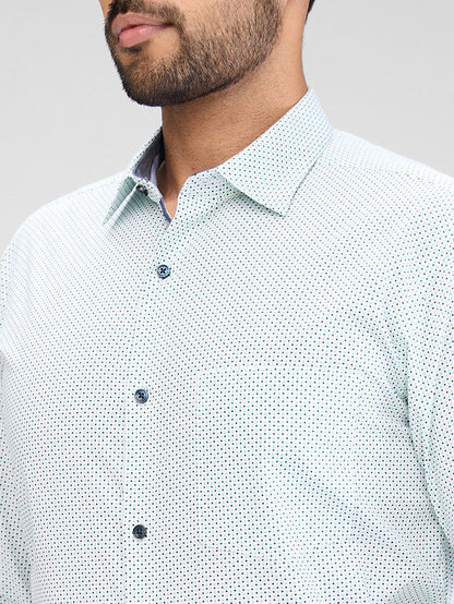 Park Avenue Blue Printed Slim Fit Cotton Formal Shirt