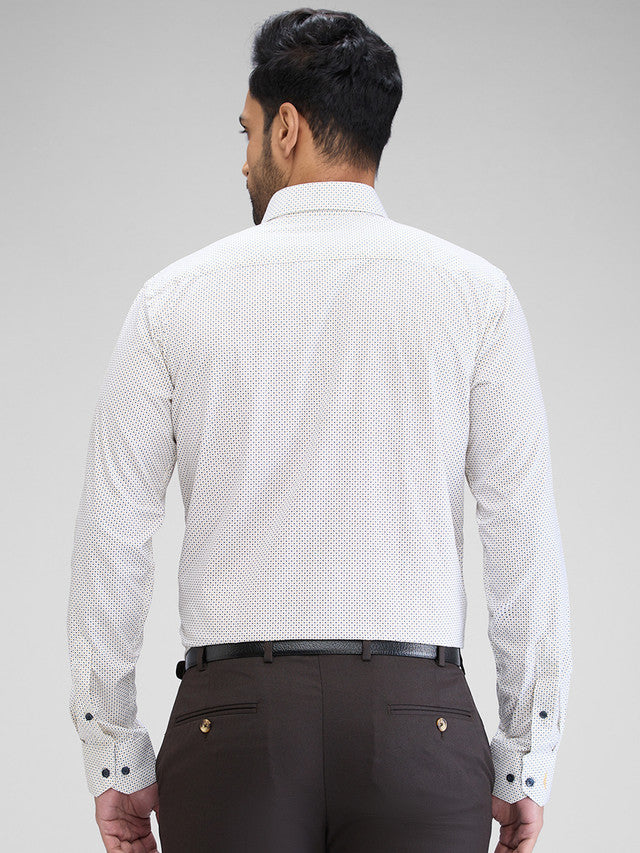 Park Avenue Men White Printed Slim Fit Cotton Formal Shirt