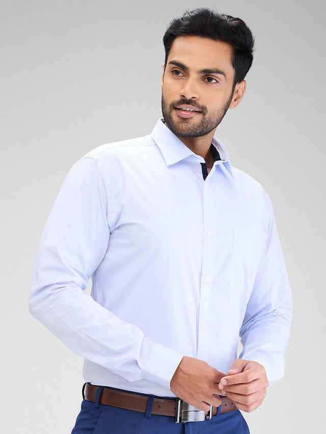 Park Avenue Blue Solid Slim Fit Cotton Formal Shirt