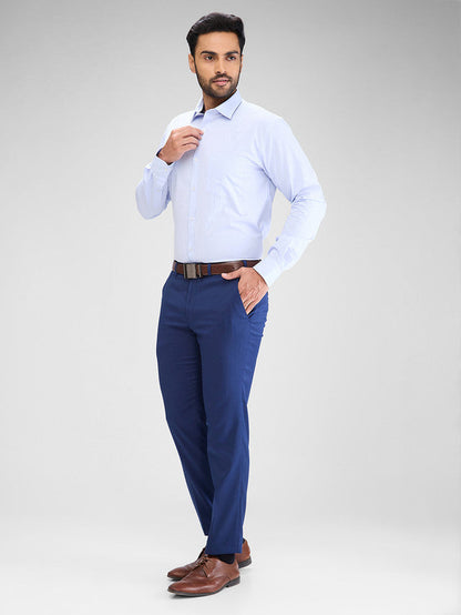 Park Avenue Blue Solid Slim Fit Cotton Formal Shirt