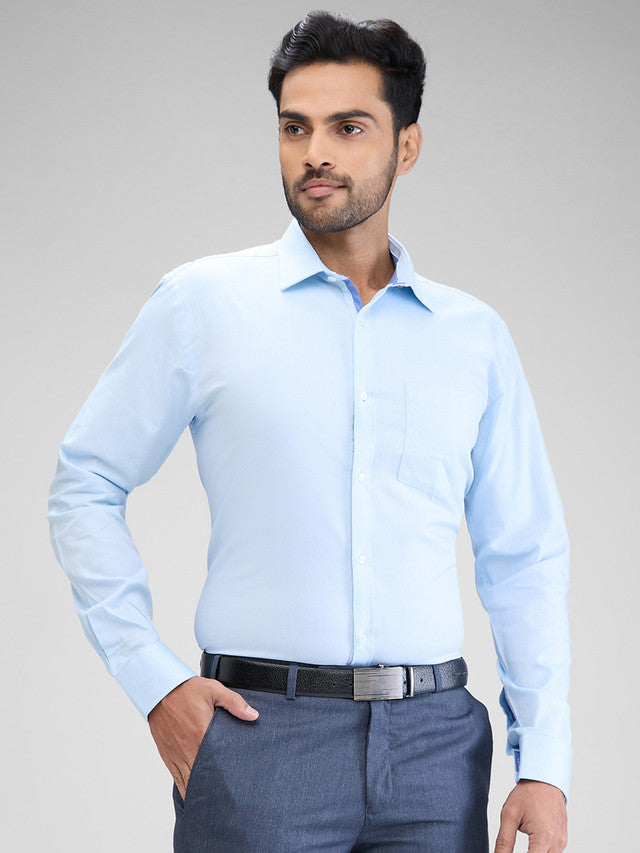 Park Avenue Blue Structure Slim Fit Cotton Formal Shirt